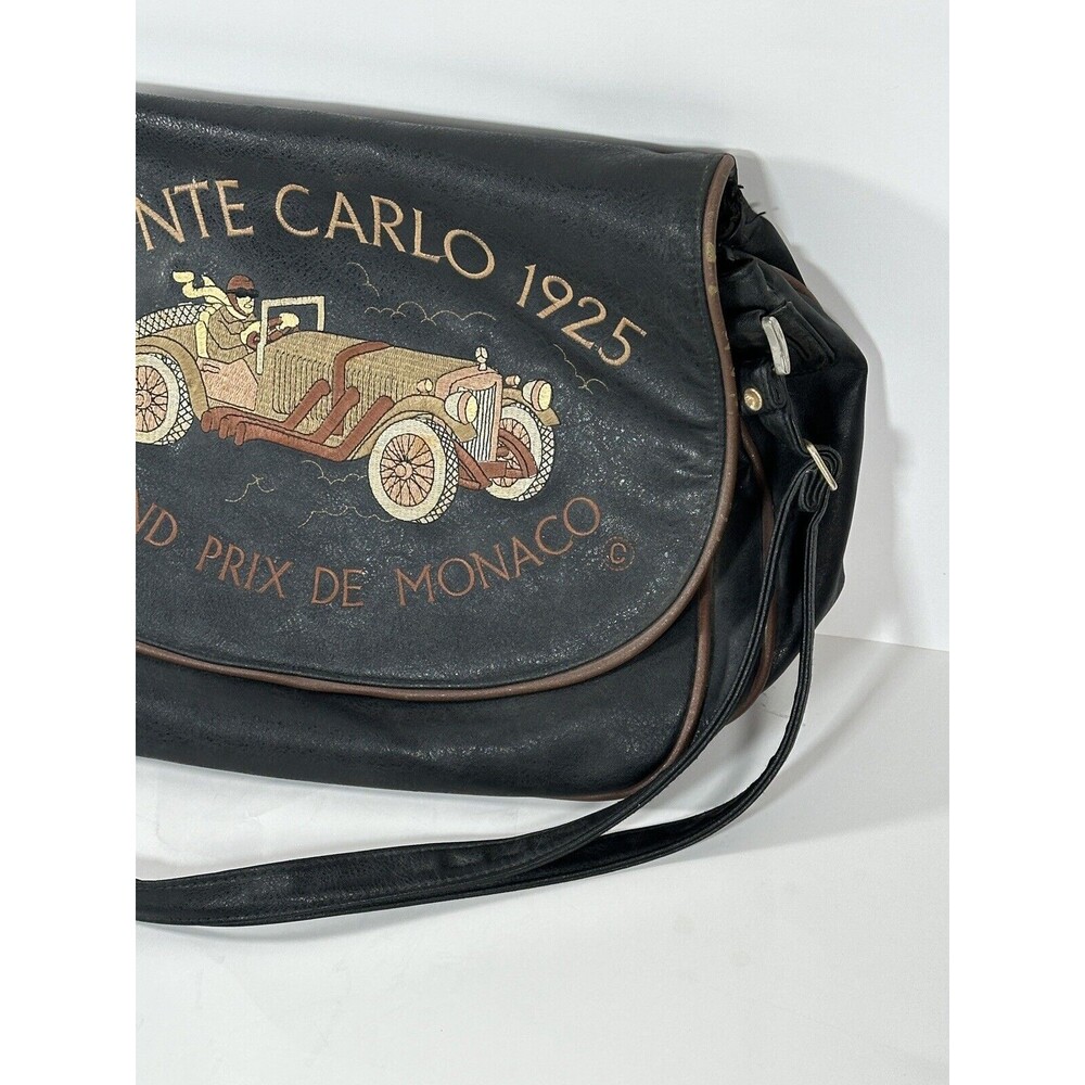 VTG Monte Carlo 1925 Grand Prix de Monaco Messenger Bag Leather 1990s Distressed - Picture 2 of 13